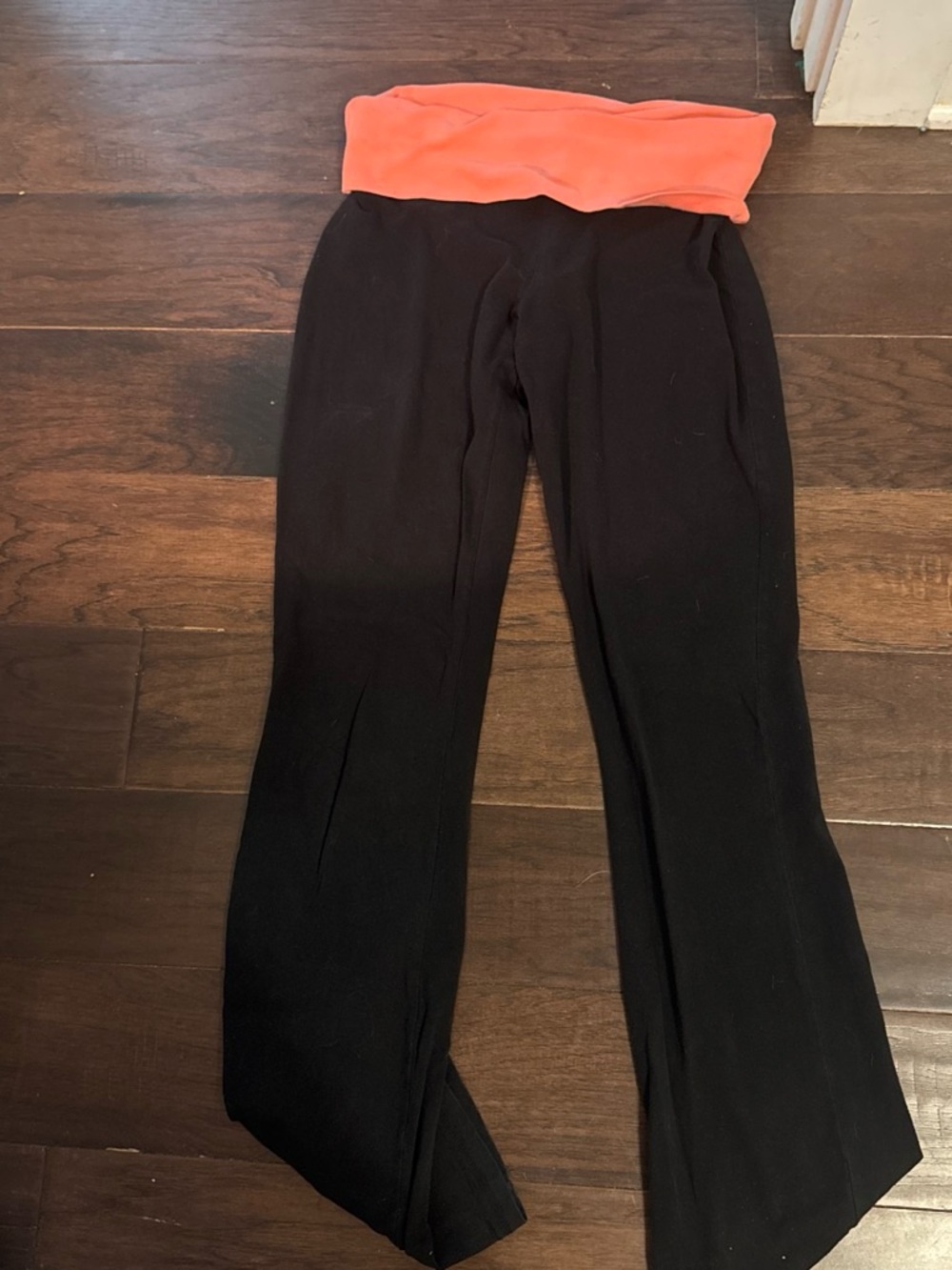 Mossimo Supply Co. Black Bootcut Yoga Pants with Coral Fold-Over Waistband
